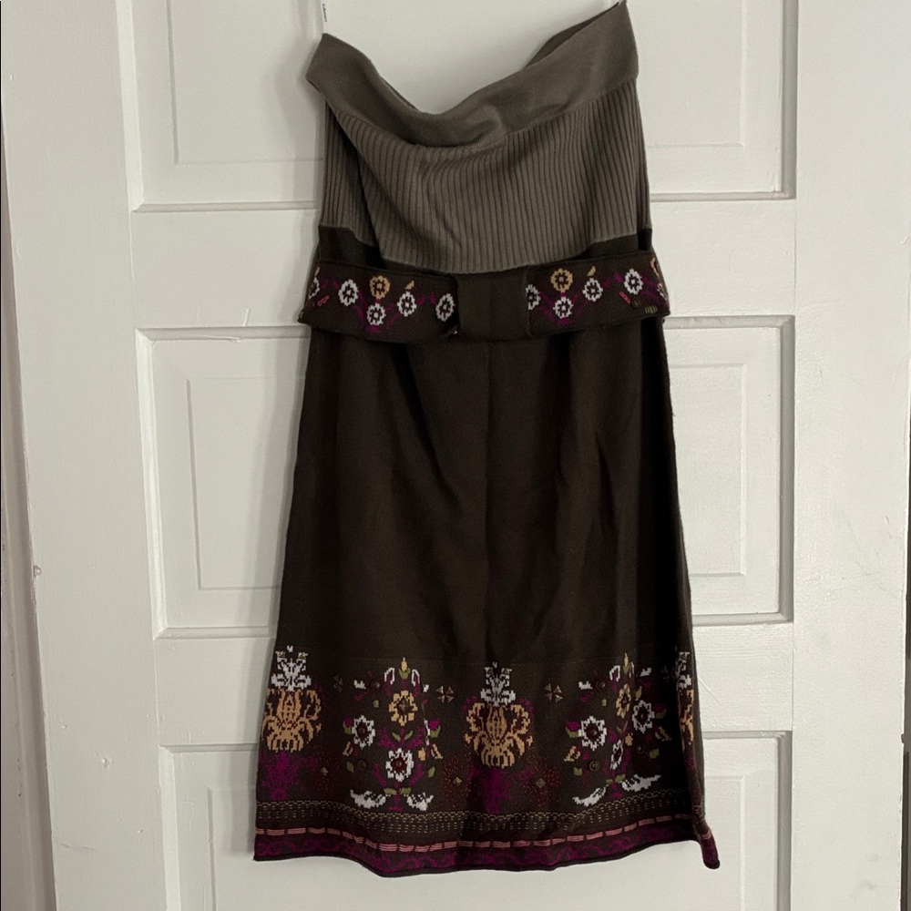 Lulumari Anthropologie Strapless Dress in Brown and Purple M